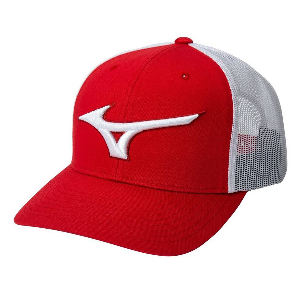 Cappello Mizuno Baseball Diamond Trucker Uomo - Rosse/Bianche - 59076-QXWE